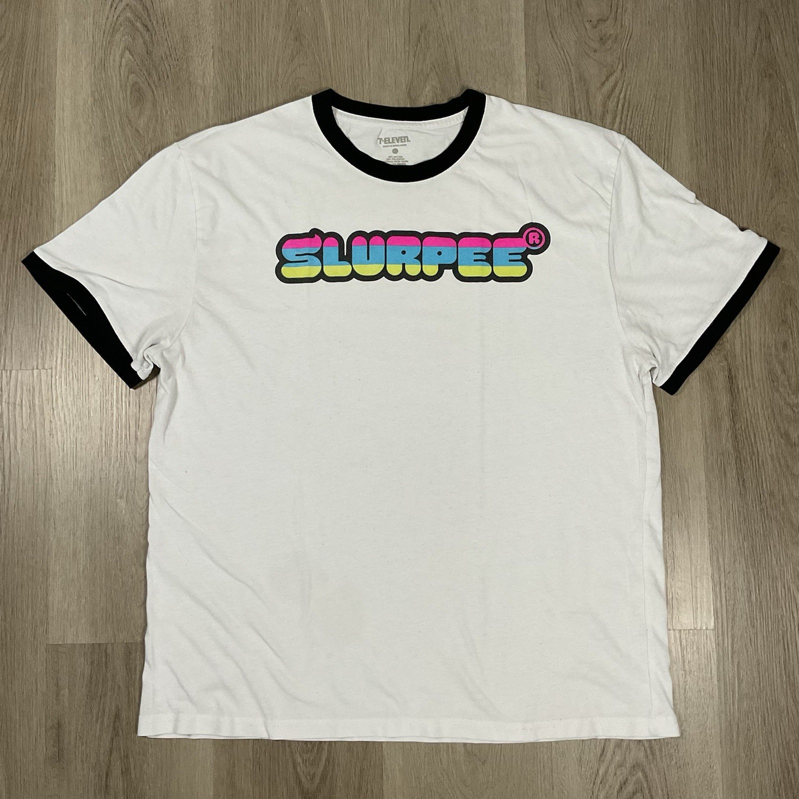 Vintage Y2K 7-Eleven Slurpee Logo Ringer Tee Size XL Retro Logo