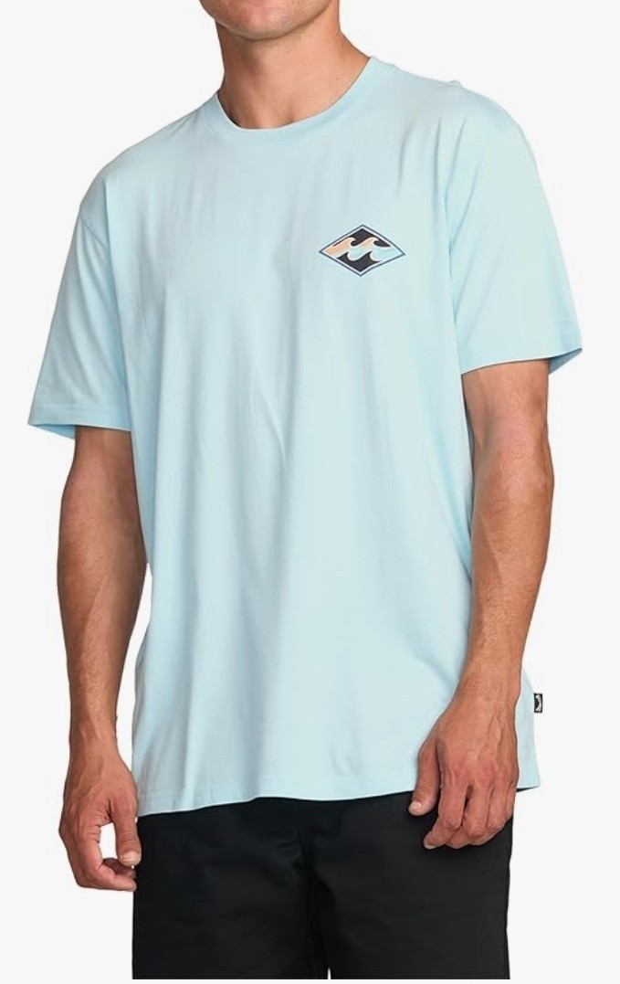 Medium Billabong Men’s Crayon Wave Short Sleeve Graphic Tee, light blue