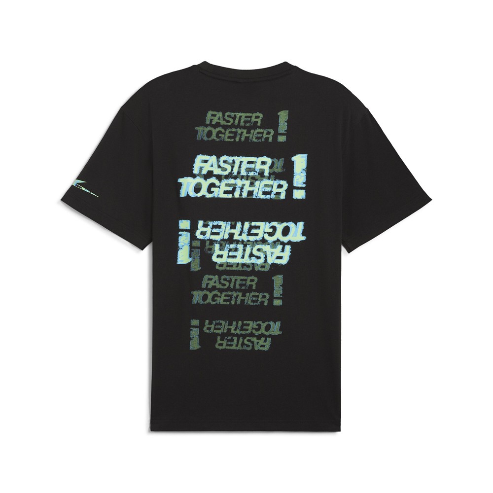 PUMA Mapf1 Neon Energy Graphic Crew Neck Short Sleeve T-Shirt Mens Black Casual