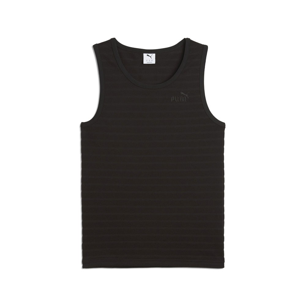 PUMA Elevated Essentials Structured Crew Neck Tank Top Mens Black Casual Athlet