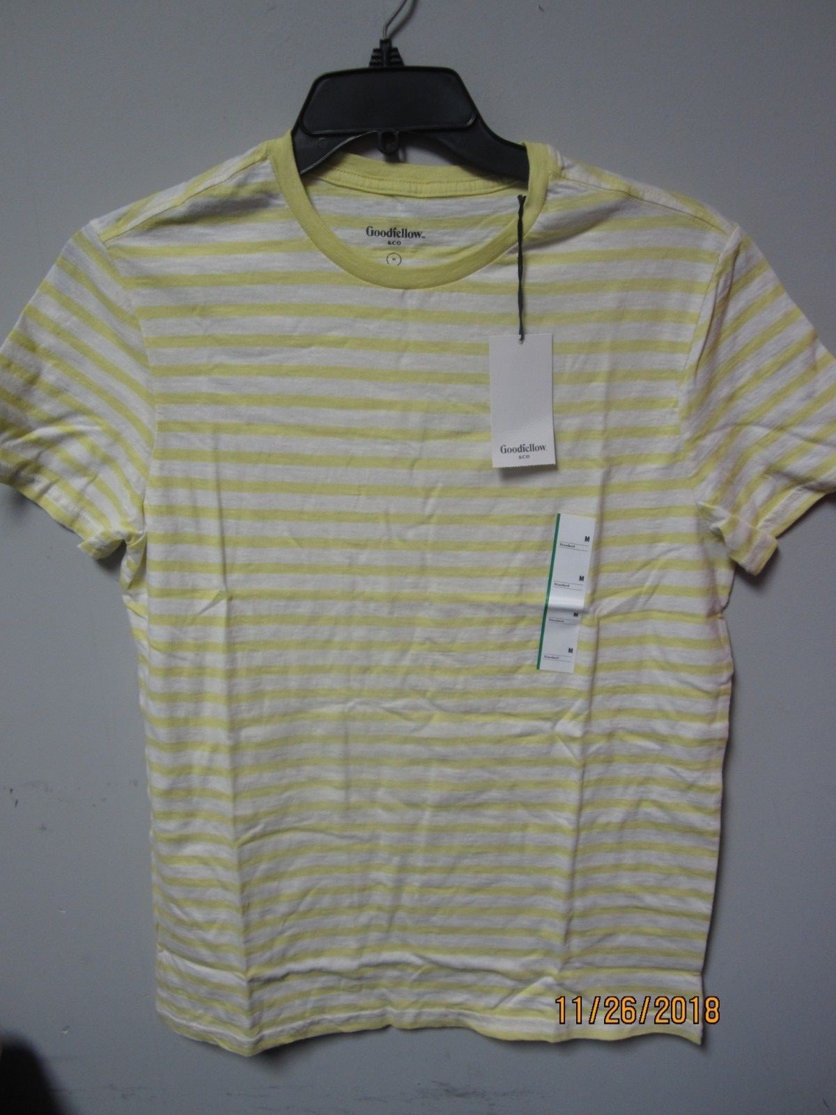 GoodFellow & Co Men’s Striped Silent Lime Crew Neck Standard Fit T-Shirt Size M