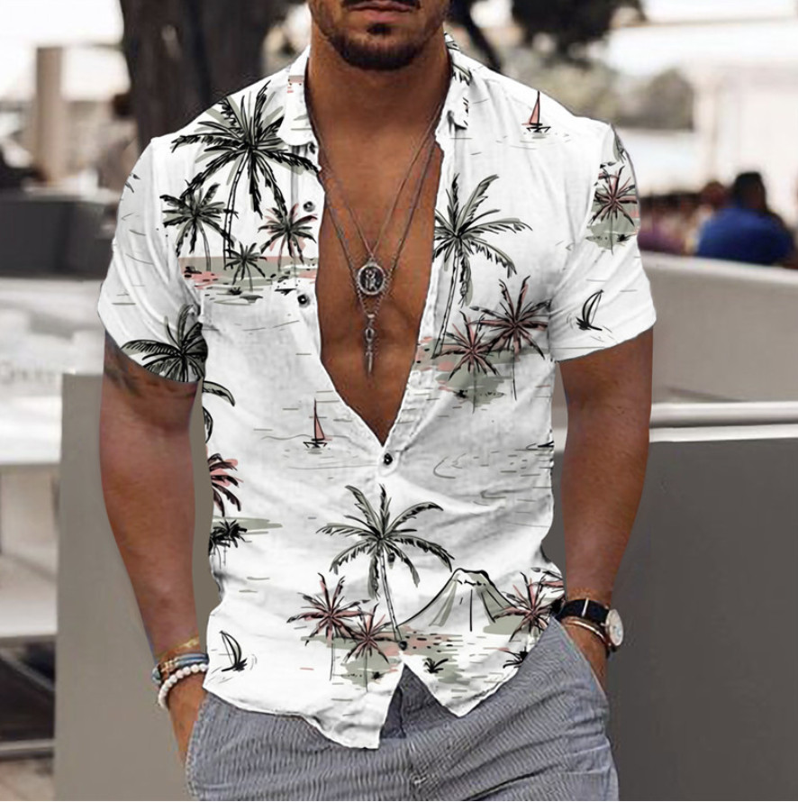 Hawaiian Shirts Men Tropic Summer Casual Beach Button Down Cruise Holiday Party