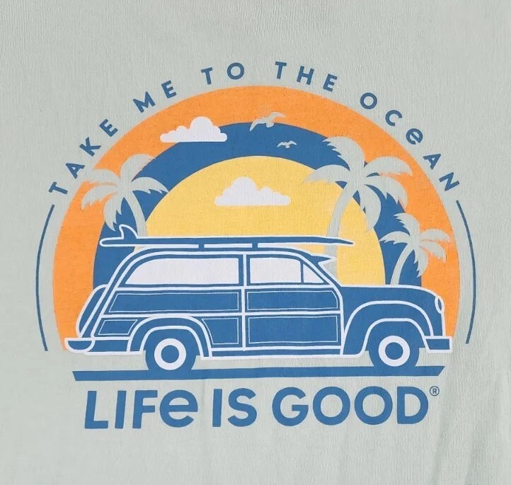 Life Is Good Shirt Mens Large Take Me To The Ocean Vehicle Crusher Tee Adult A04