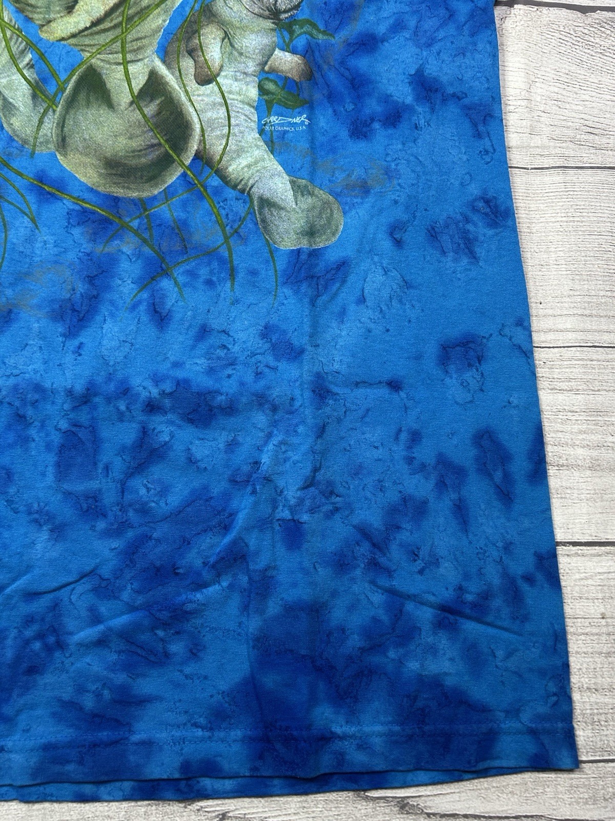Polar Graphics Manatee T Shirt XL Blue All Over Print Okinawa Nature Graphic Tee