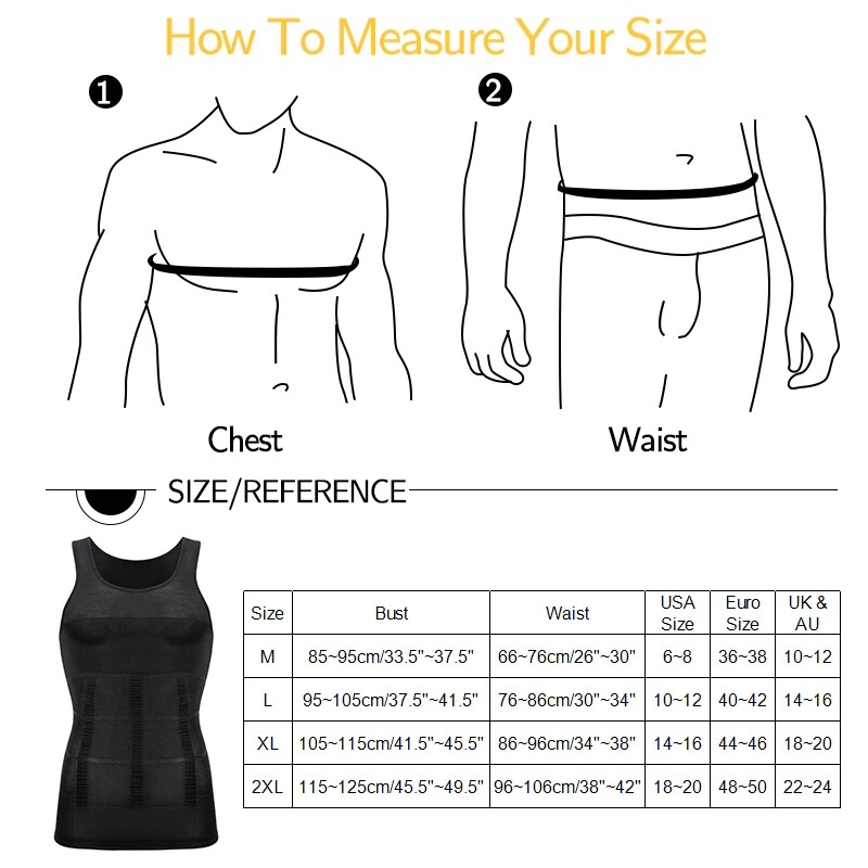 Men’s Body Shaper Toning T-Shirt Ultra Durable Tank Compression Underwear Tops