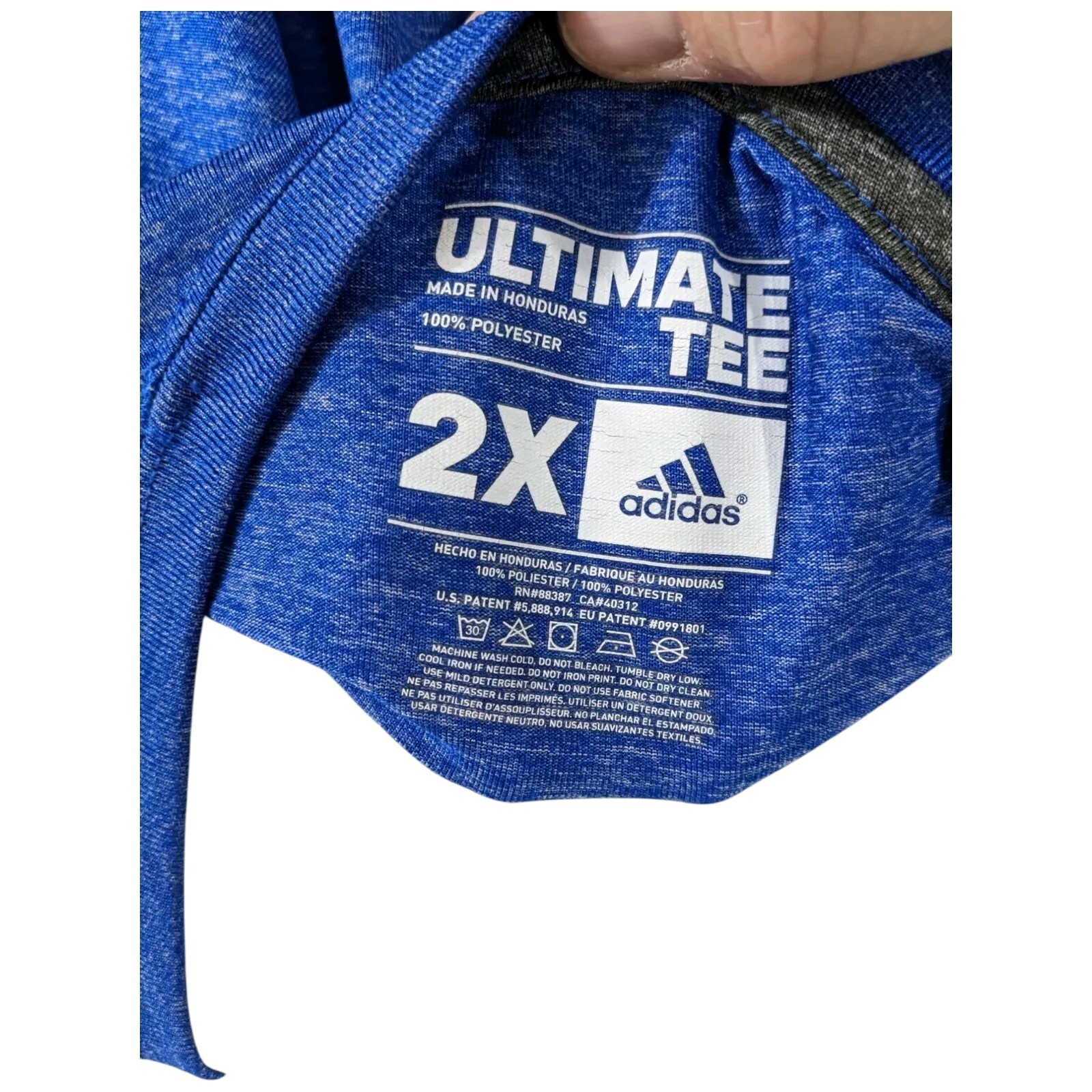 Adidas Ultimate Tee Short Sleeve Athletic T Shirt Mens 2XL Heather Blue