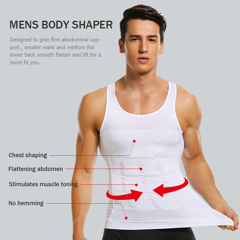 Men’s Chest Compression Shaping Vest Tummy Control Shirt Hide Gynecomastia Moobs