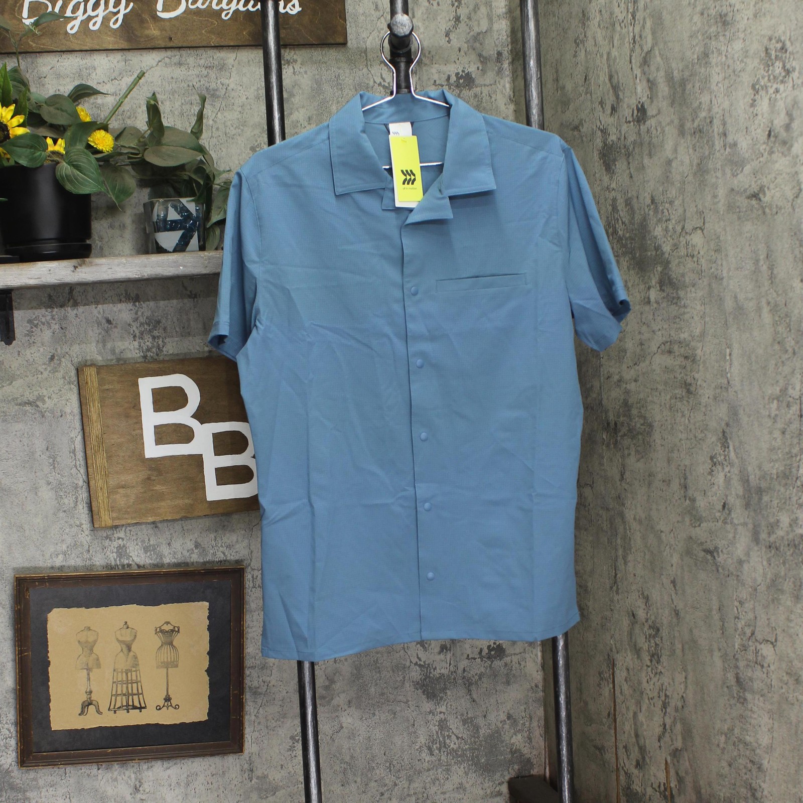 all In Motion Mens Everyday Woven Shirt 89432482 Airway Blue M