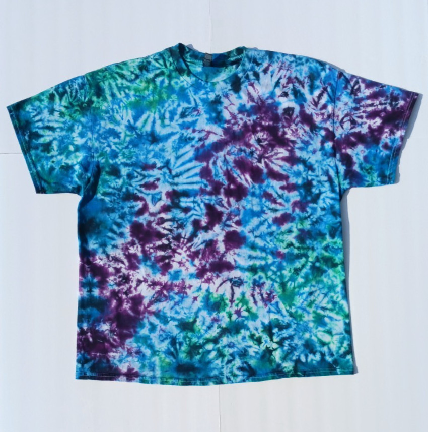 XXL Purple, Green & Black Tie-Dye T-shirt