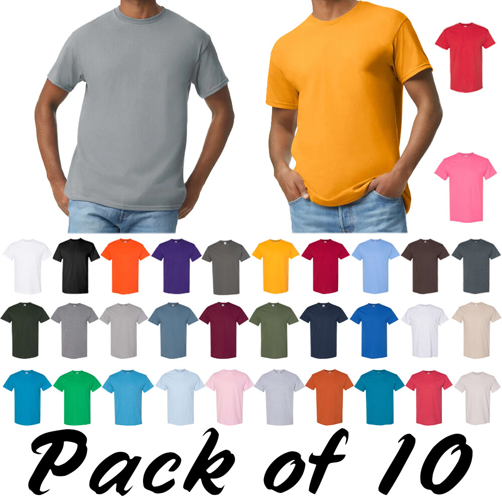 Gildan Mens Heavy 100% Cotton (Pack Of 10) Bulk Plain Adult T-Shirt Tee 5000
