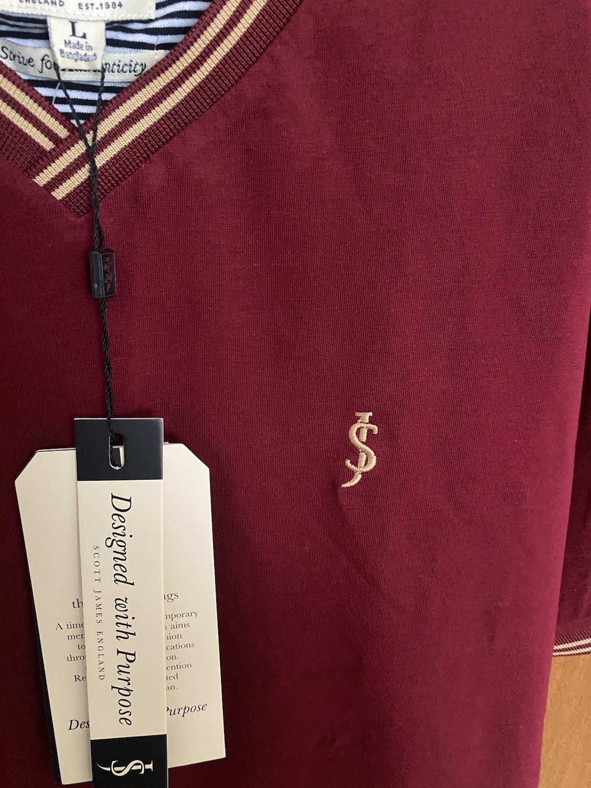 Scott James Tshirt Burgundy Size Large