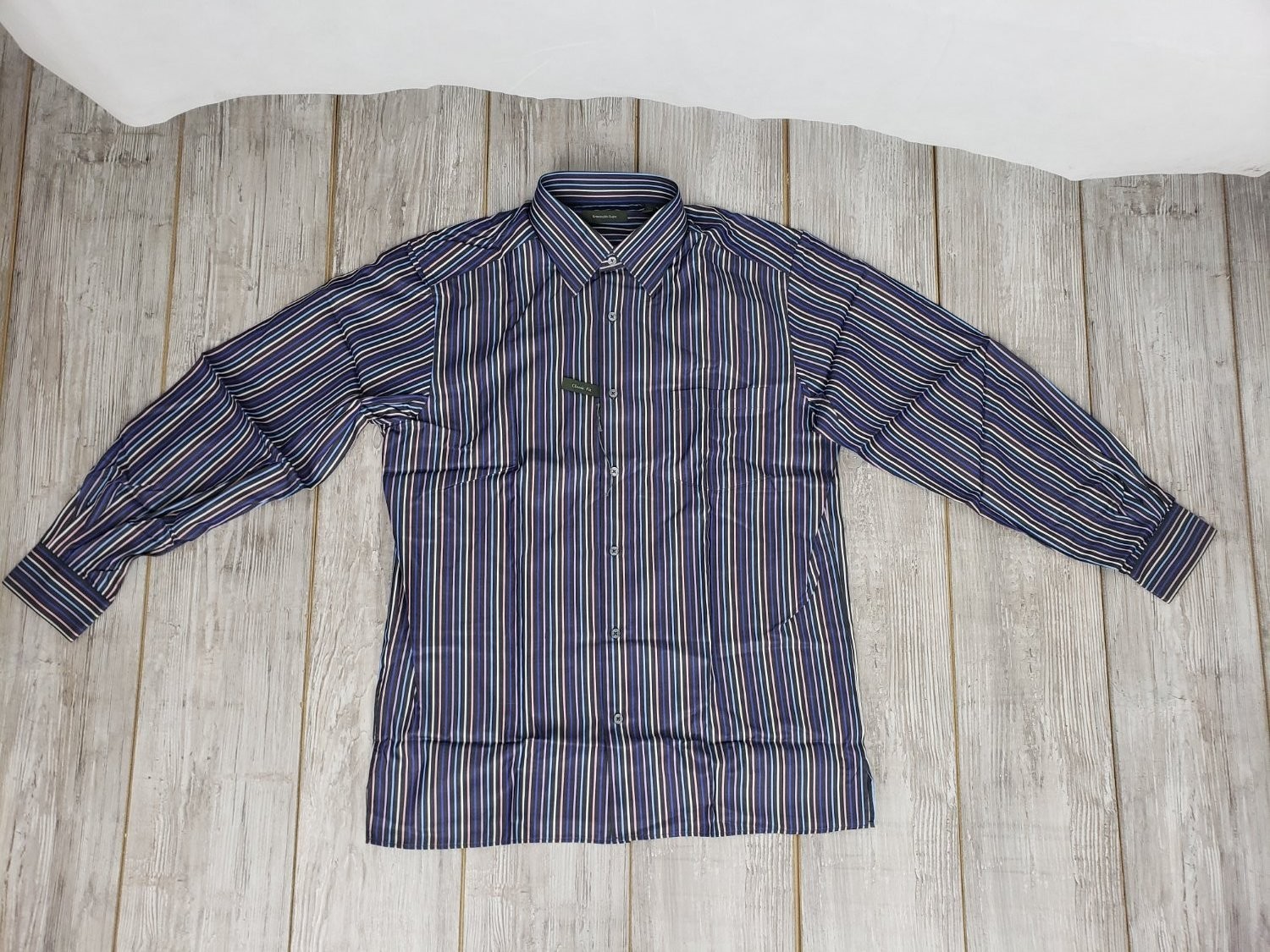 Ermenegildo Zegna Classic Fit Men’s Dress Shirt L Multicolor Single Chest Pocket