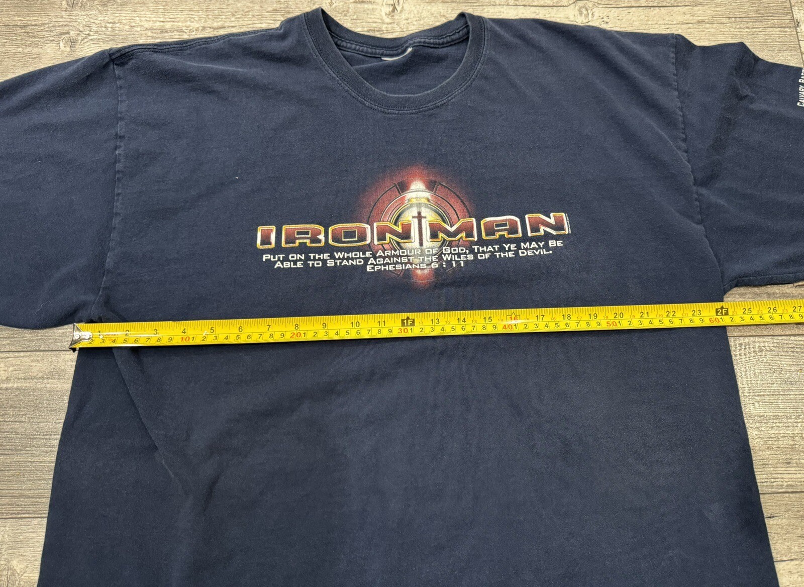 Iron Man Mens Shirt Size 2XL Armour Of God Gray Christ Christian Y2K Jesus 2000s