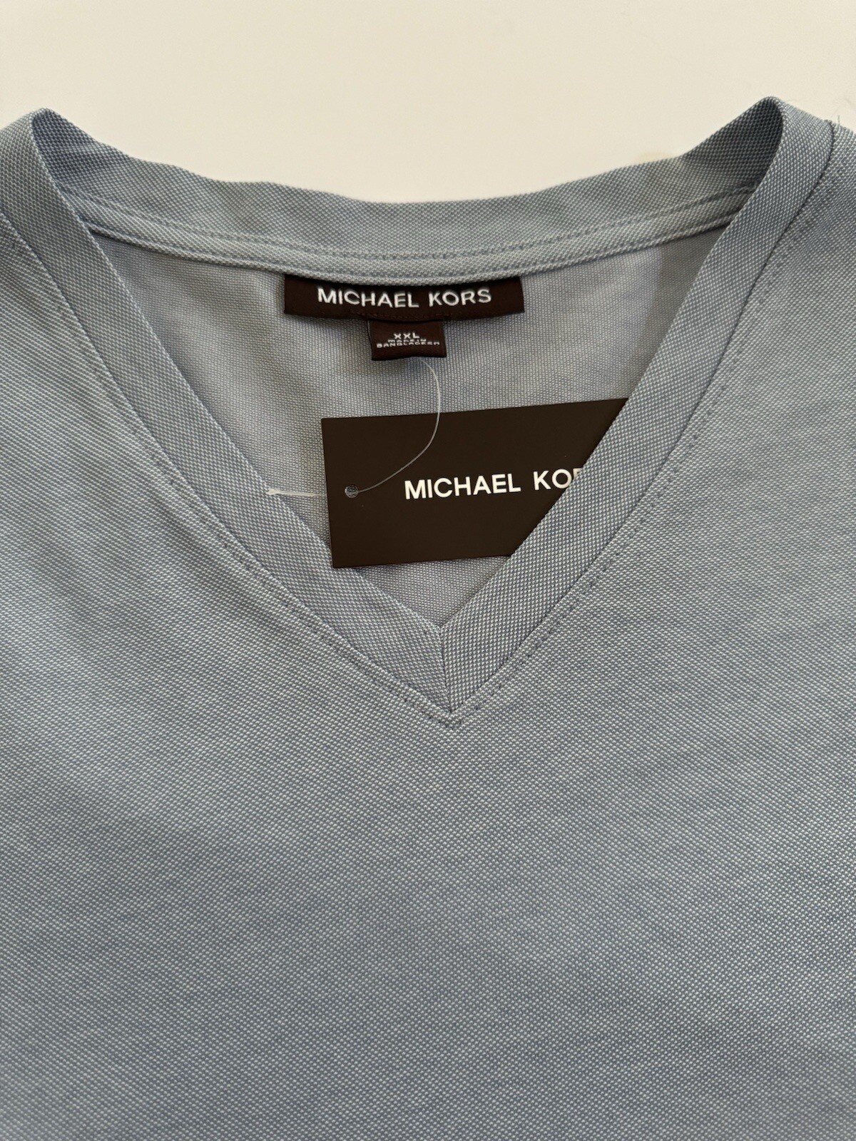 Michael Kors, Mens XXL V-Neck Tee Shirt, Chambray Short Sleeve, NWT