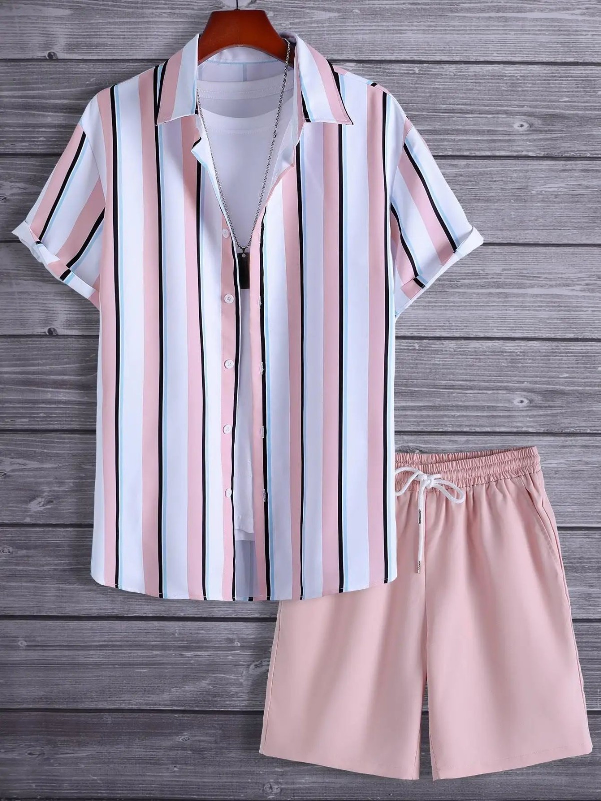 Men Summer Outfit 2-Piece Set Short Sleeve T-Shirt and Shorts Sweatsuit Set
