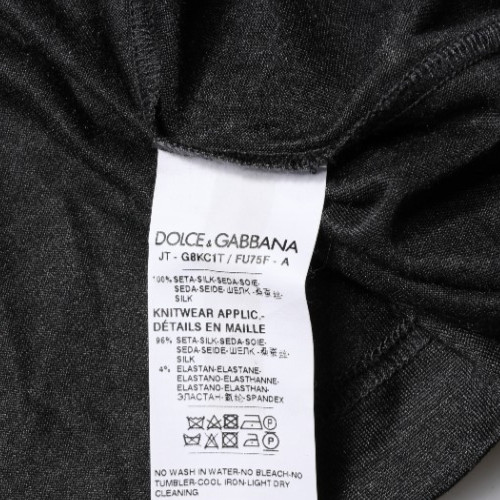 DOLCE & GABBANA T-shirt Dark Gray Silk V-neck Short Sleeves IT48/US38/M 670usd