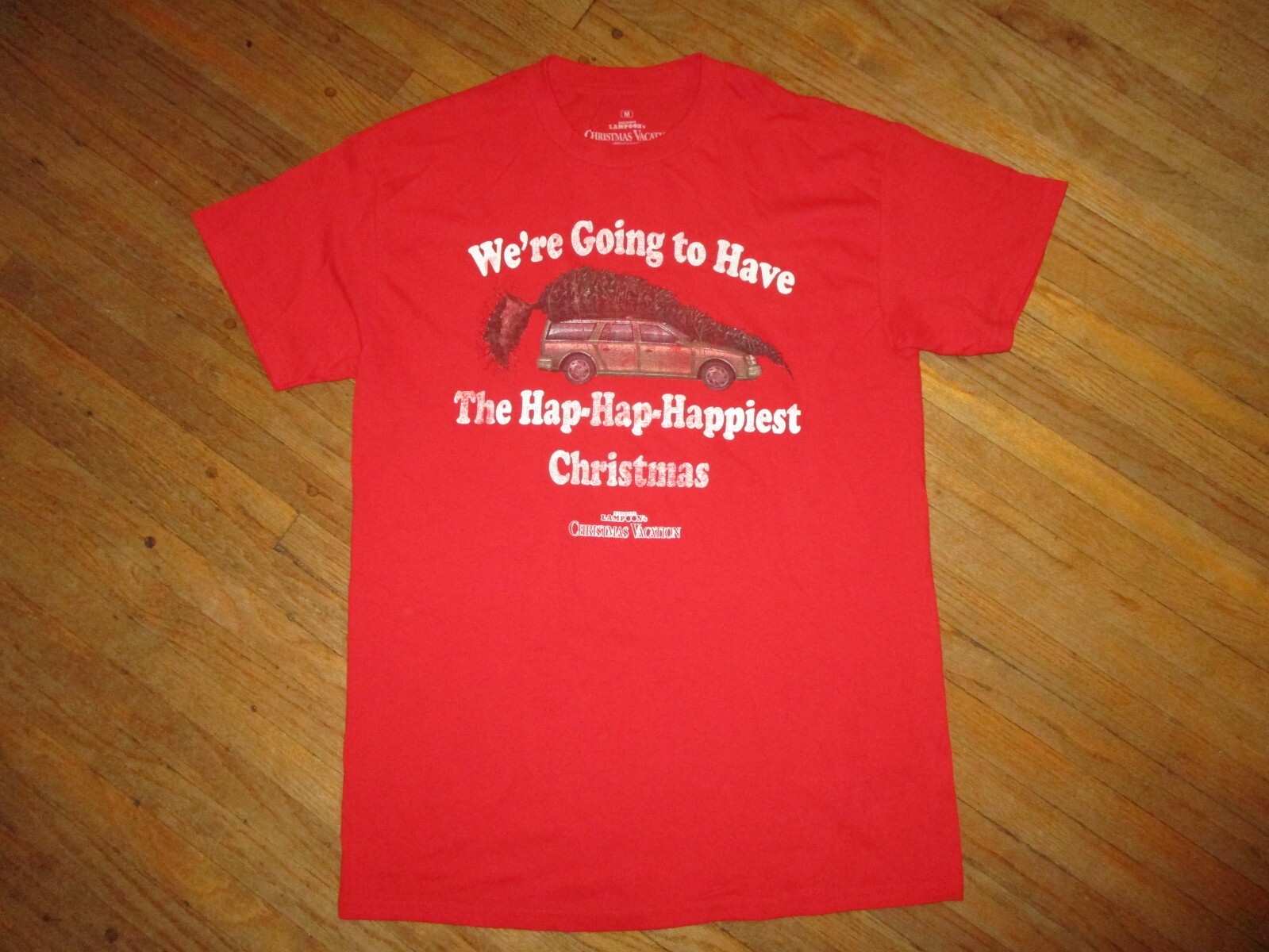 CHRISTMAS VACATION FAMILY TRUCKSTER T SHIRT Griswold Tree Hap-Happiest MEDIUM