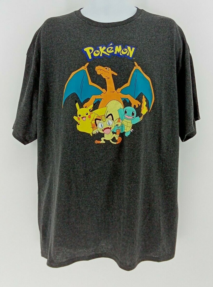 Mens Pokemon T-Shirt 2XL Officially Licensed Pikachu Charizard Meowth Squirtle