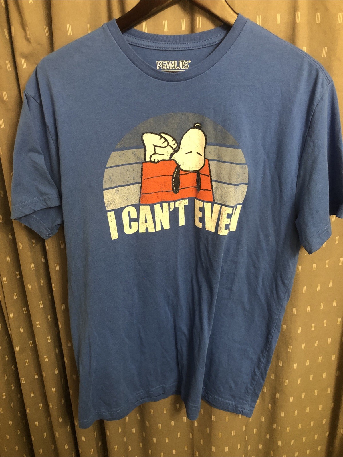 Peanuts Hybrid Snoopy I Can’t Even Blue T-Shirt. Mens Size Large P2P 20.5” L 28”