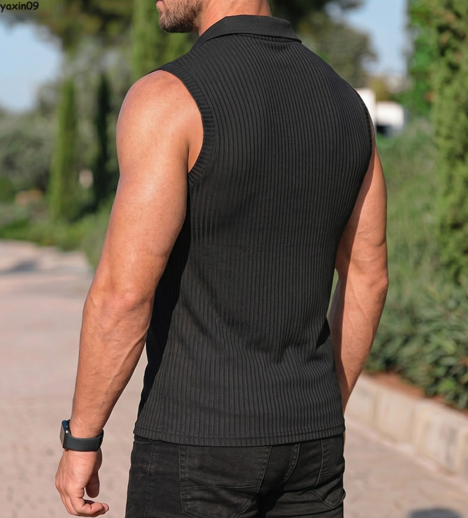 Summer Mens T-shirts V-neck Sleeveless Tops Outdoor Casual Beach Shirts Fashion