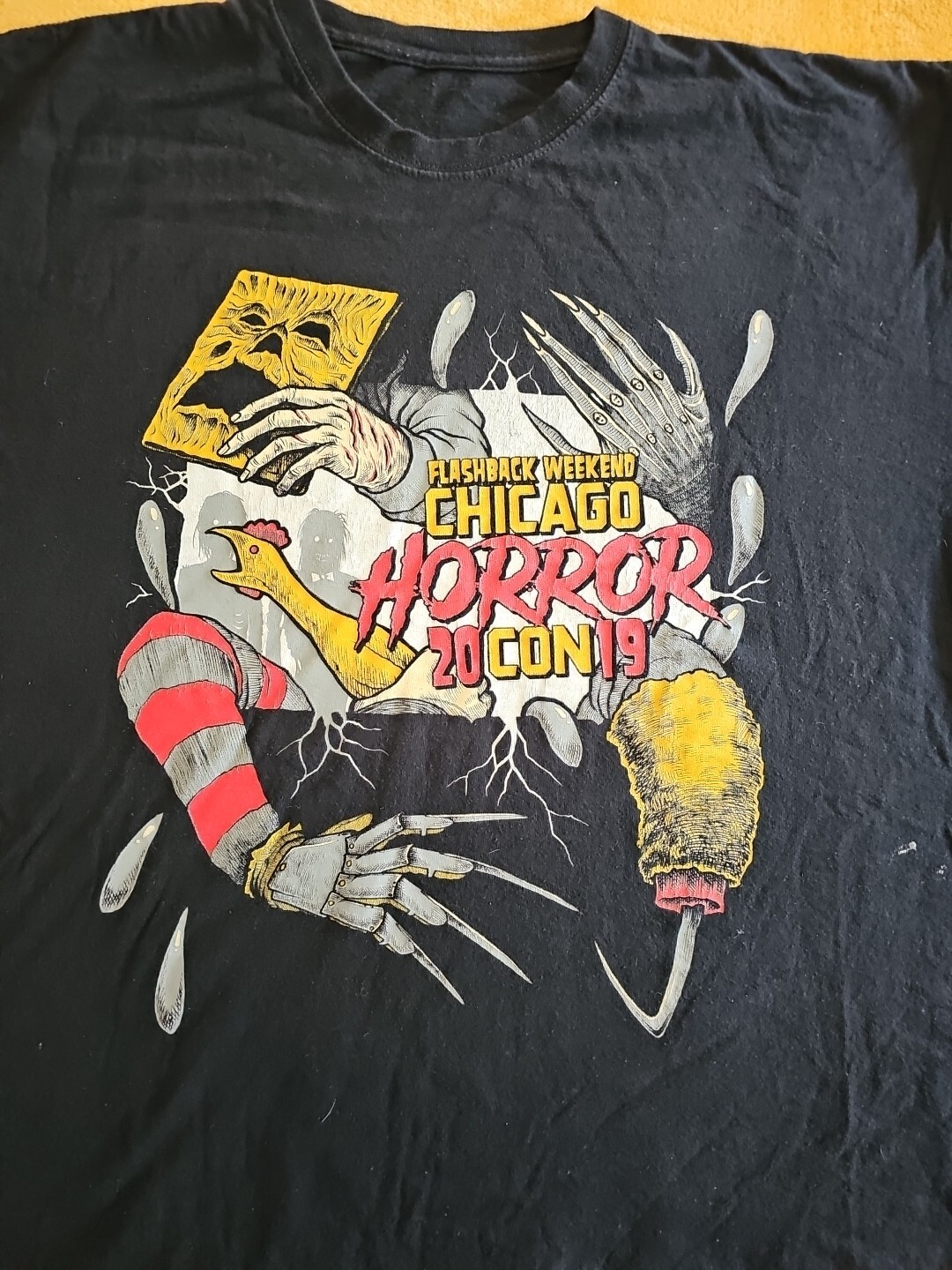 Horrorcon 2019 Flashback Weekend Chicago Black T-Shirt Size 2XL *Read*