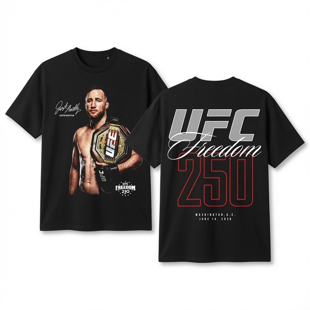 Justin Gaethje Vintage MMA Shirt Freedom 250 Fight Graphic Tee