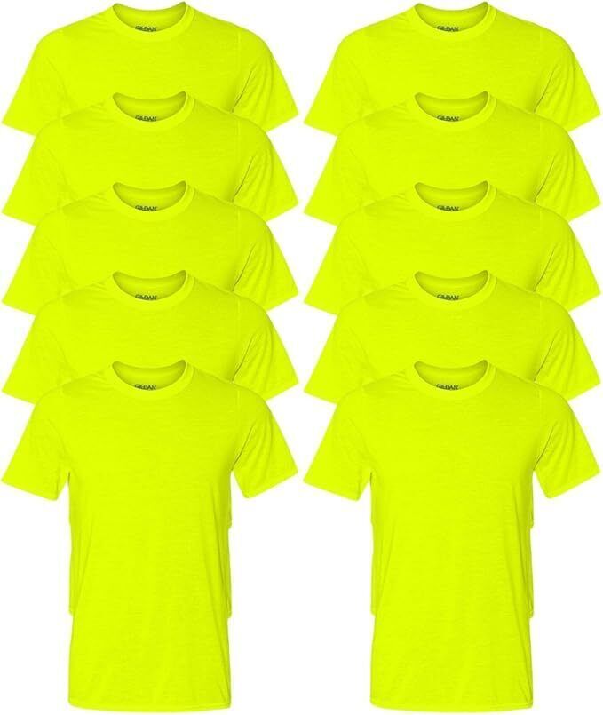 Gildan (10-pack) Safety Green Solid Cotton Short Sleeve Blank Tee T-Shirt S-XL