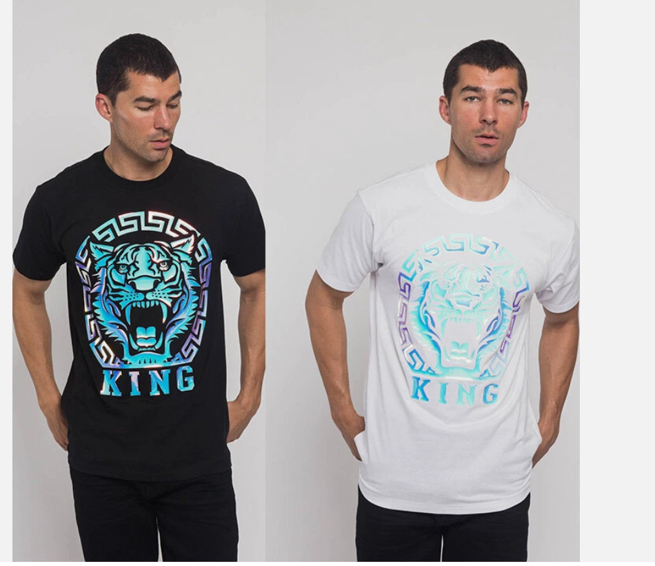 Victorious Men’s Iridescent Foil Tiger King Graphic T-Shirts S ~ 5XL TS7318