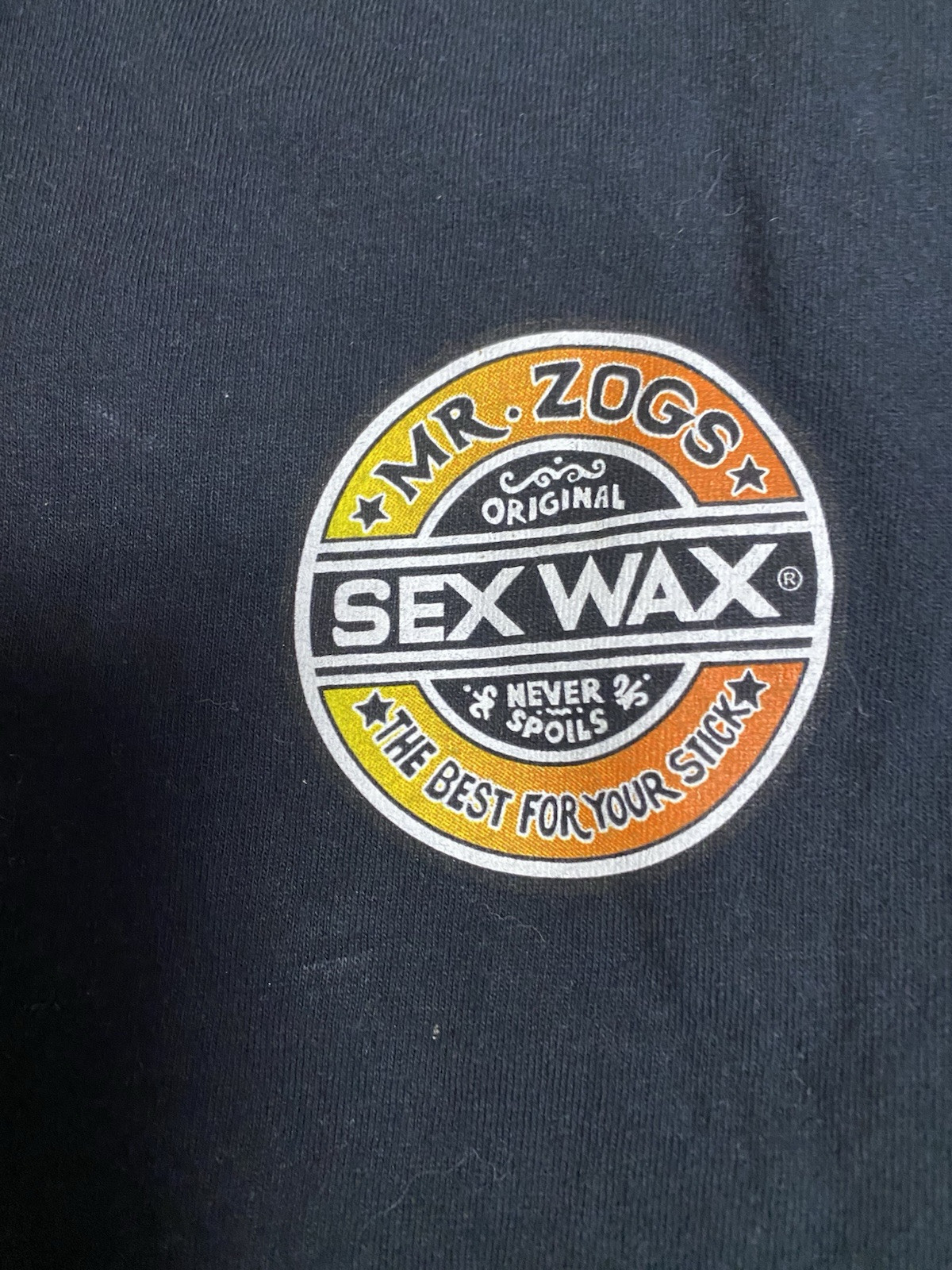 Sex Wax Fade (Logo in Color) Black Short Sleeve T-shirt Legendary Mr Zogs Mens M