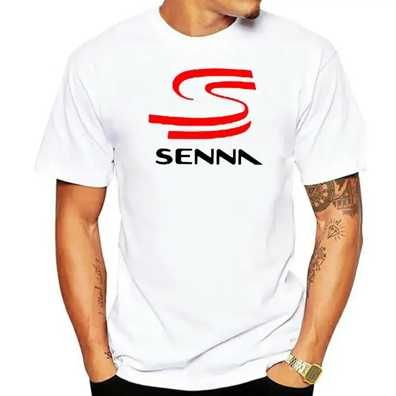 Legend Ayrton Senna Racing Logo Men White T-Shirt for Male Short Sleeves 100% Co
