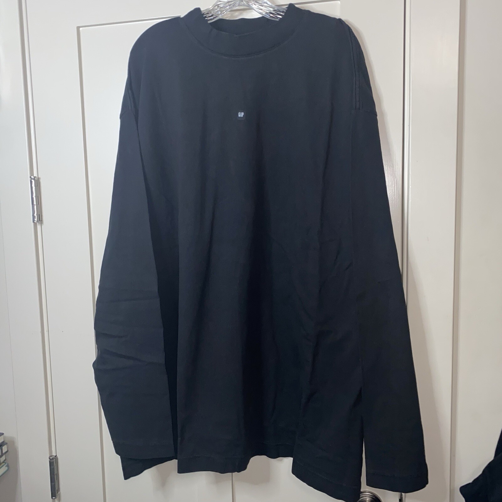Yeezy X Gap Engineered By Balenciaga Logo Long Sleeve Shirt Black Size XL New