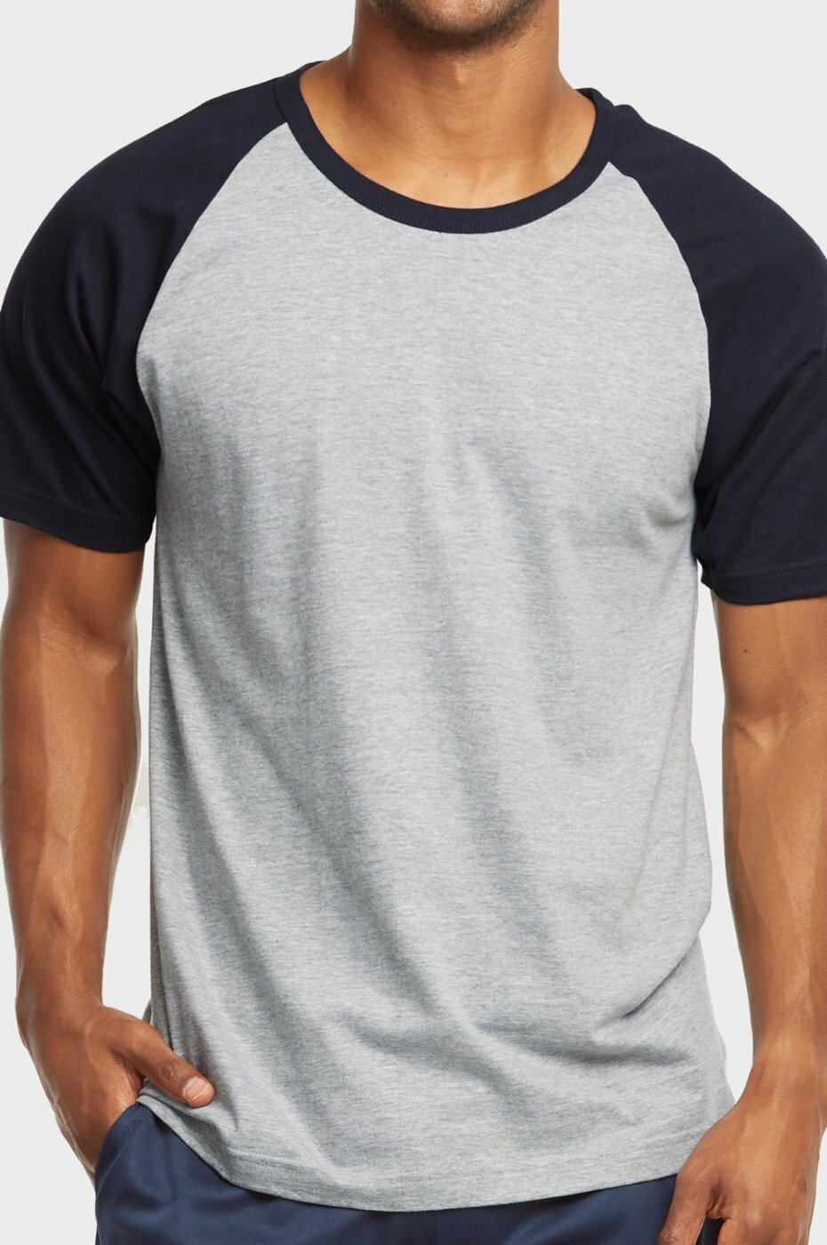 Raglan Baseball Tee-Shirt Premium Cotton Jersey Short Sleeve Men’s New Two Tone