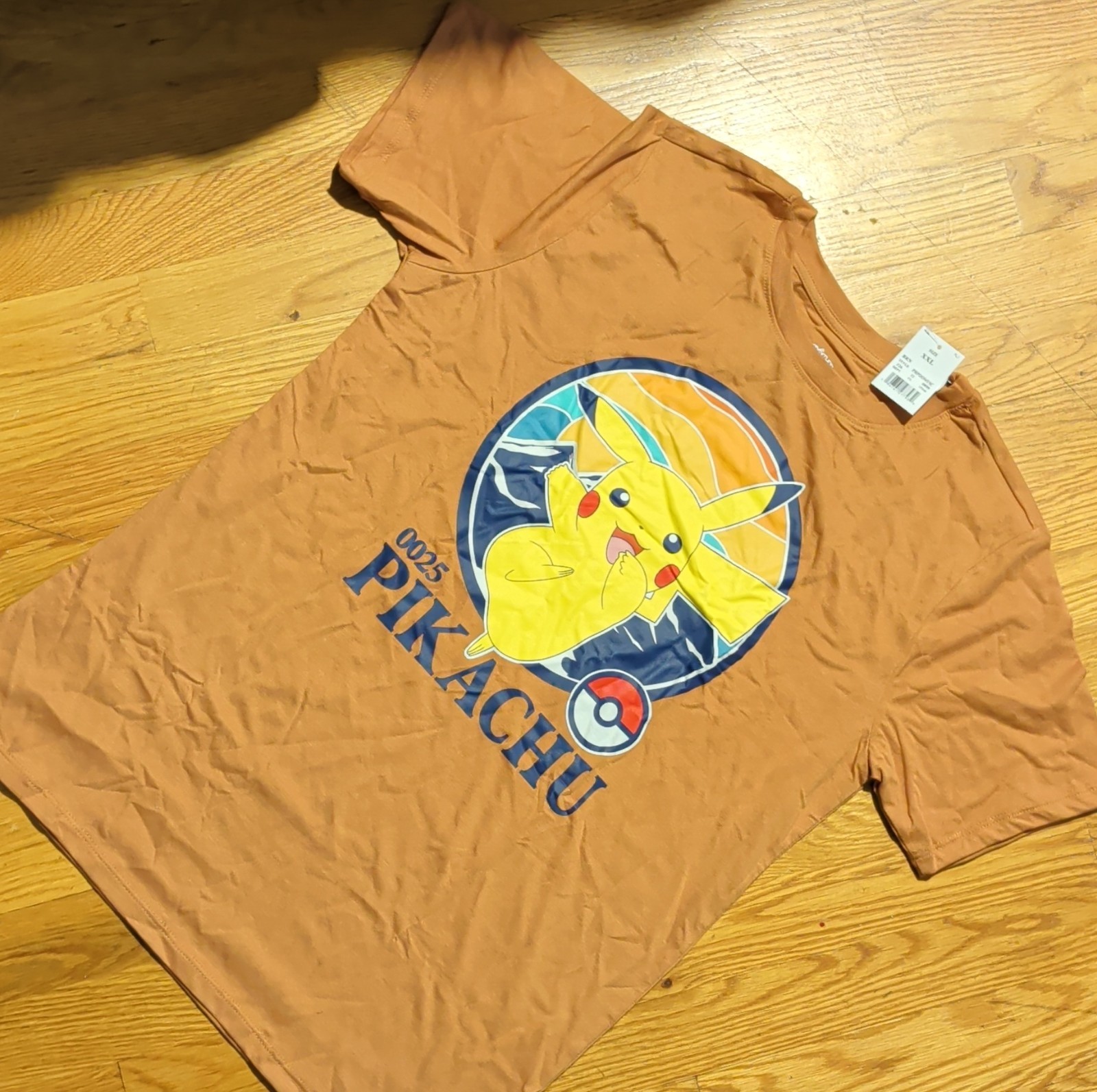 Pokémon Pikachu Kid’s Brown Graphic Print Crew Neck Short Sleeve T-Shirt XXL NWT