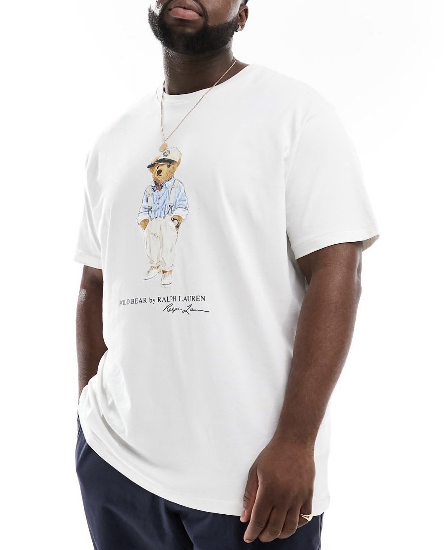 NWT Polo Ralph Lauren Men’s Big & Tall Hemingway Polo Bear White T-Shirt Sz 4XLT