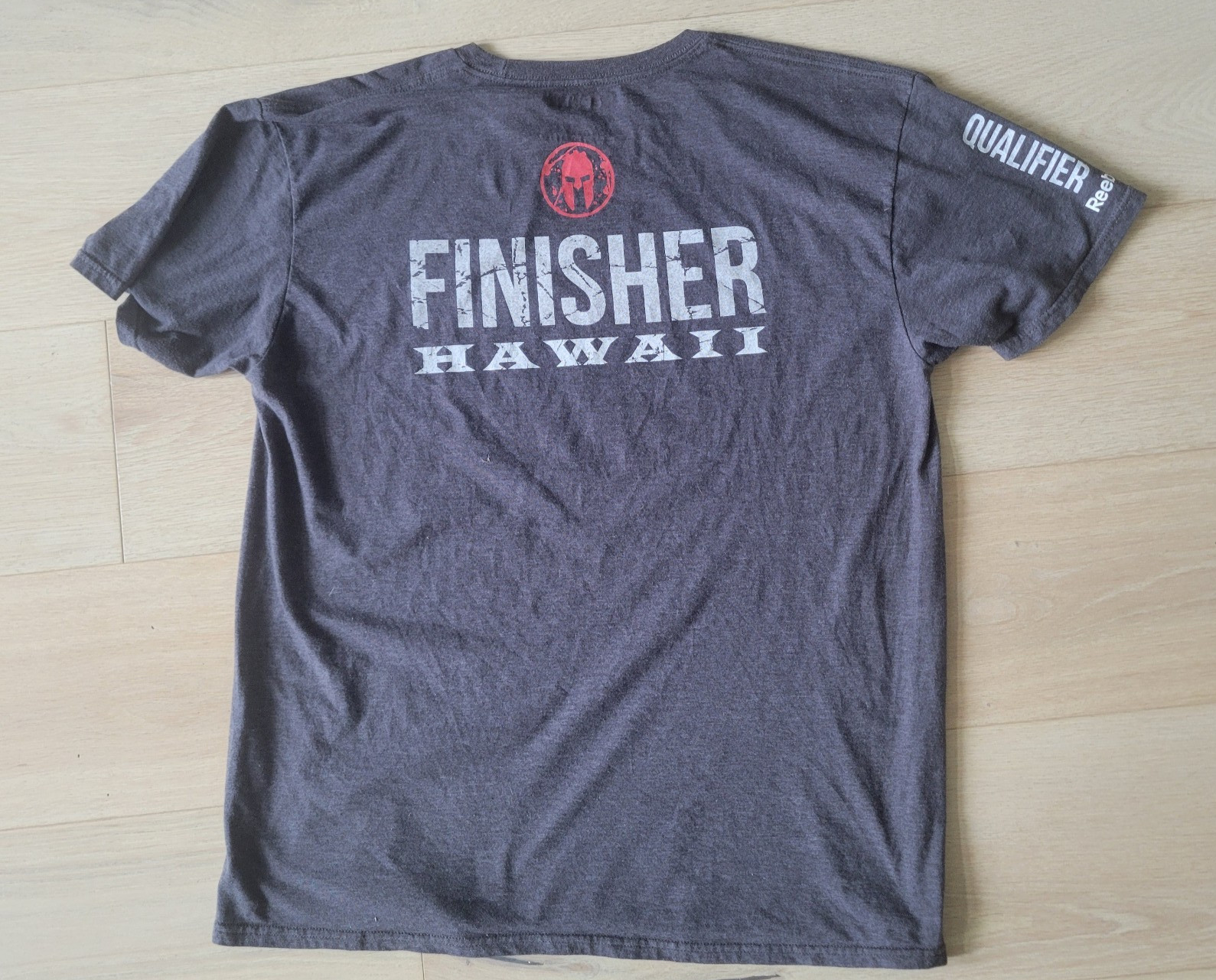 Reebok Spartan Race T Shirt Mens L LArge 2015 Finisher Gray short sleeve