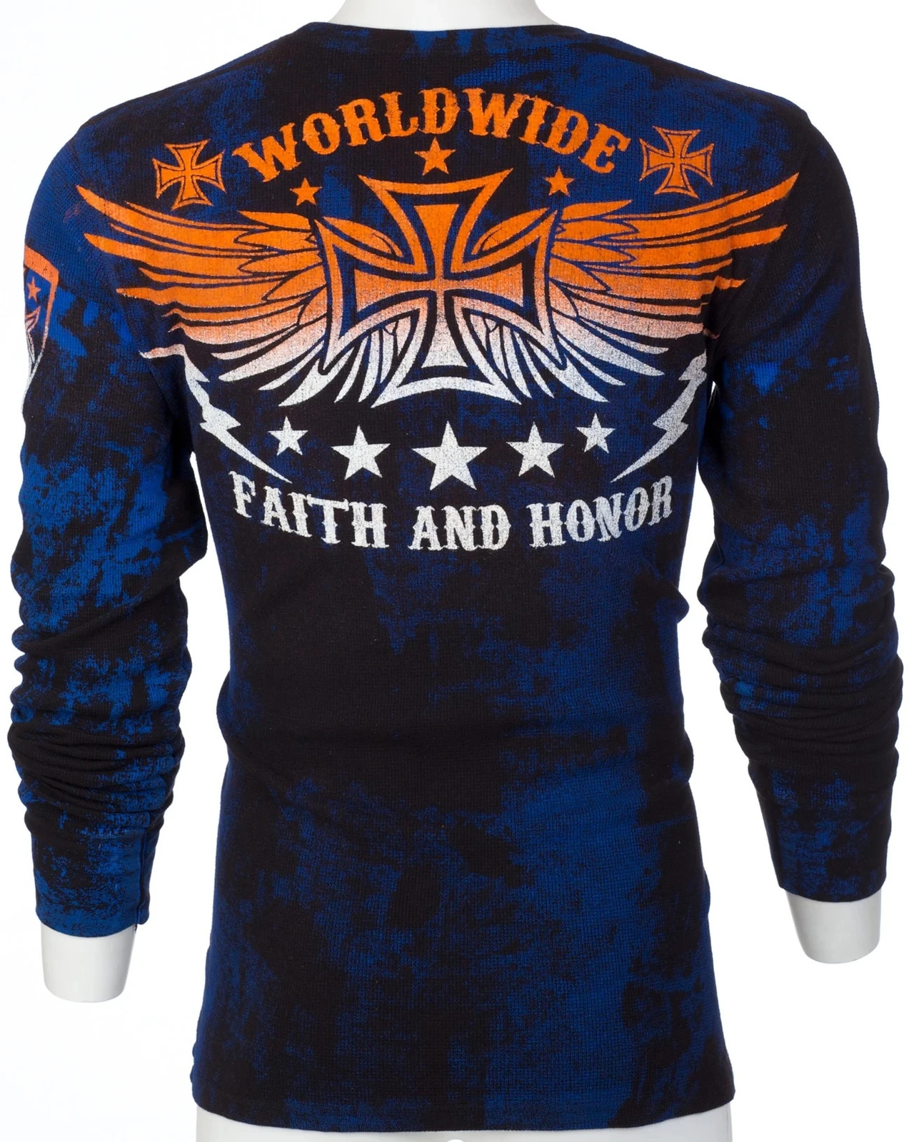 ARCHAIC by AFFLICTION Men’s Long Sleeve THERMAL Shirt BLACK TIDE Biker Black $58