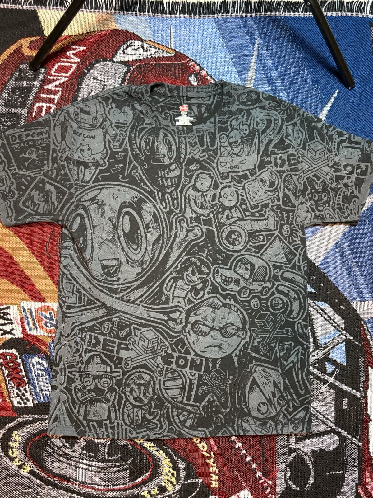 Defcon AOP Shirt Hacker Convention Def Con All Over Print Men’s Large Logo Rare