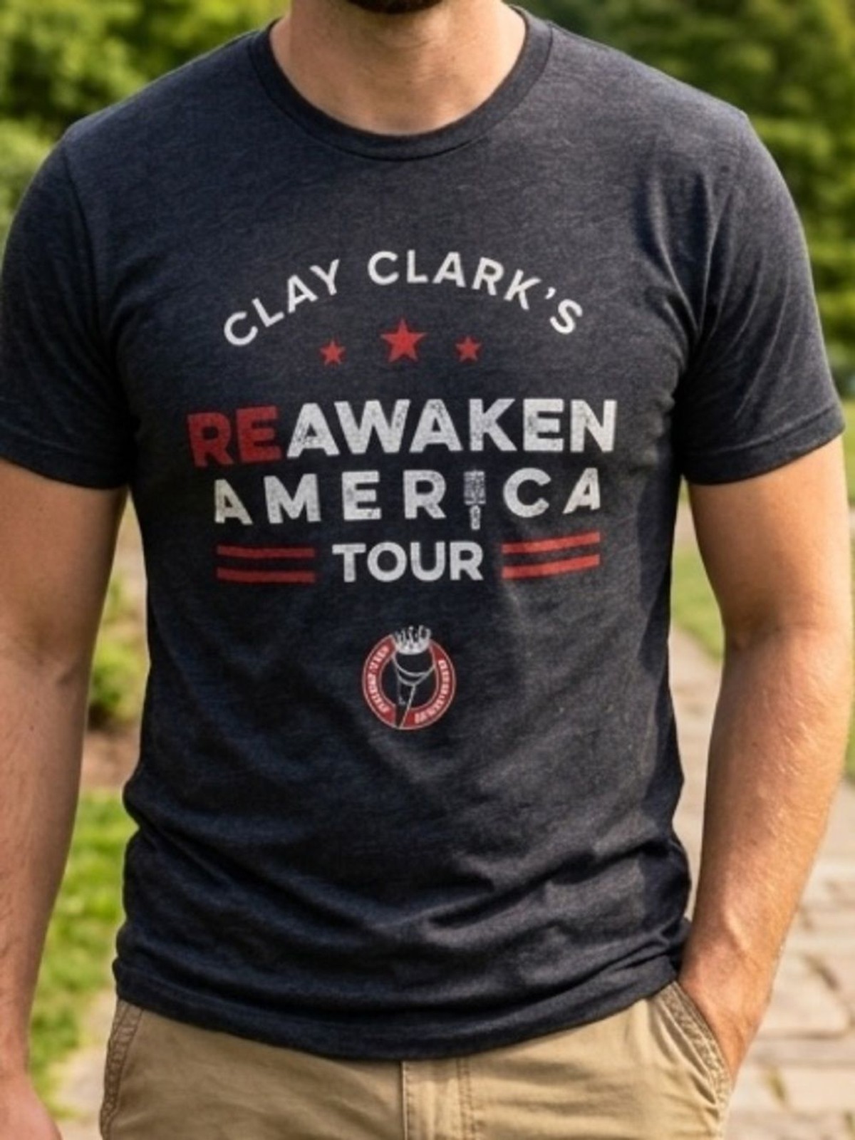 Next Level Apparel Charcoal Reawaken America Tour Tee sz LG