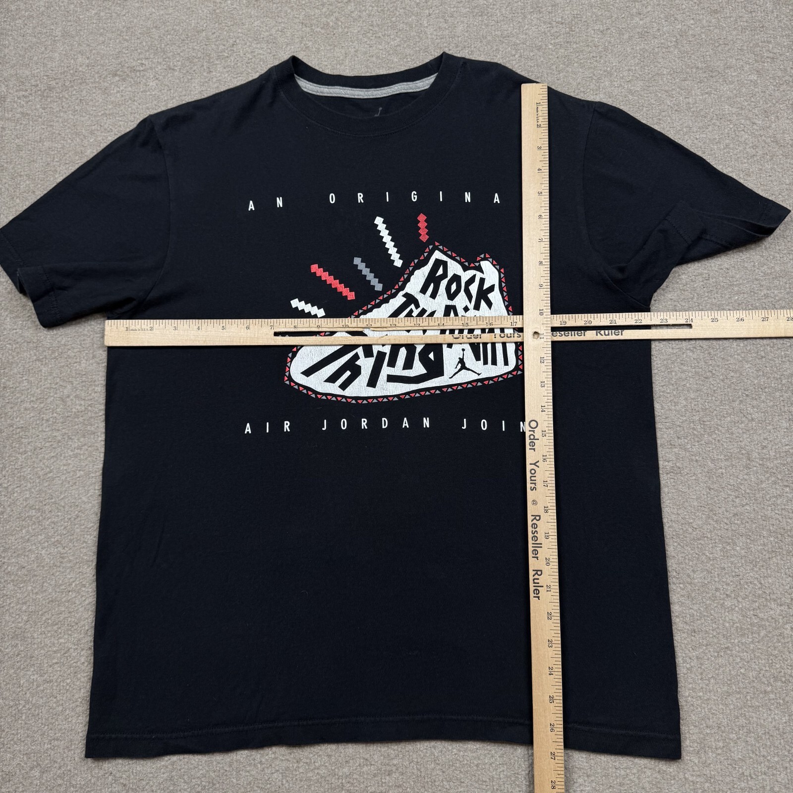 Jordan Men’s Shirt Size L Black Short Sleeve “Rock The Right Thing” Sneaker Logo