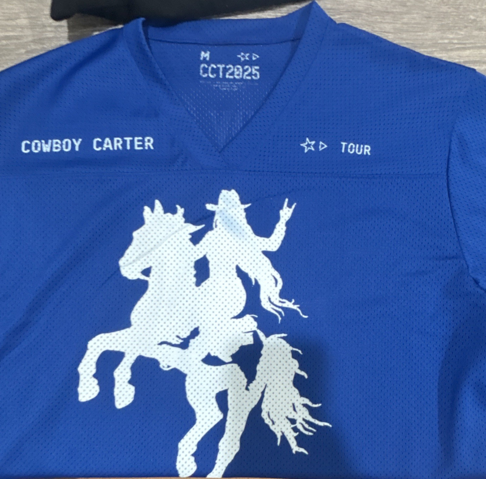 Cowboy Carter CCT2025 Tour Graphic Print Mesh Jersey T-Shirt Blue M