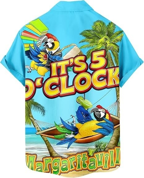 Its 5 OClock In Margaritaville Hawaiian Shirt Funny Parrot Hammock Button Up