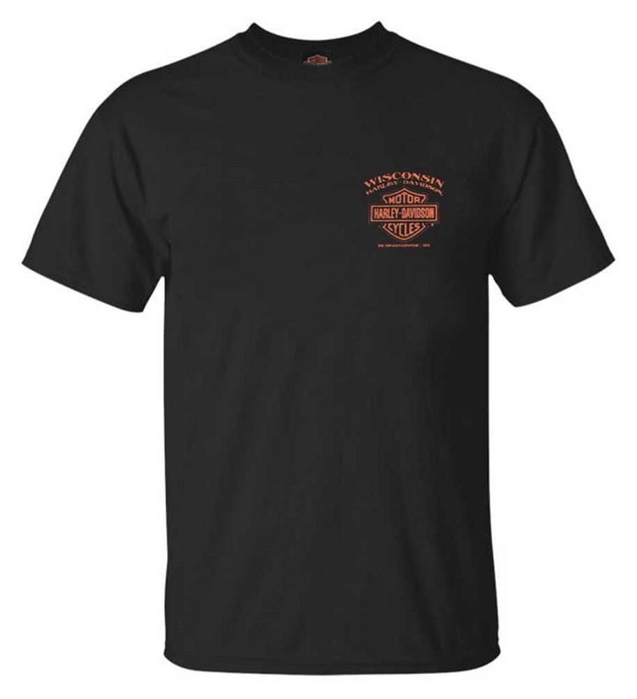 Harley-Davidson Men’s Eagle Piston Short Sleeve Crew-Neck Cotton T-Shirt – Black