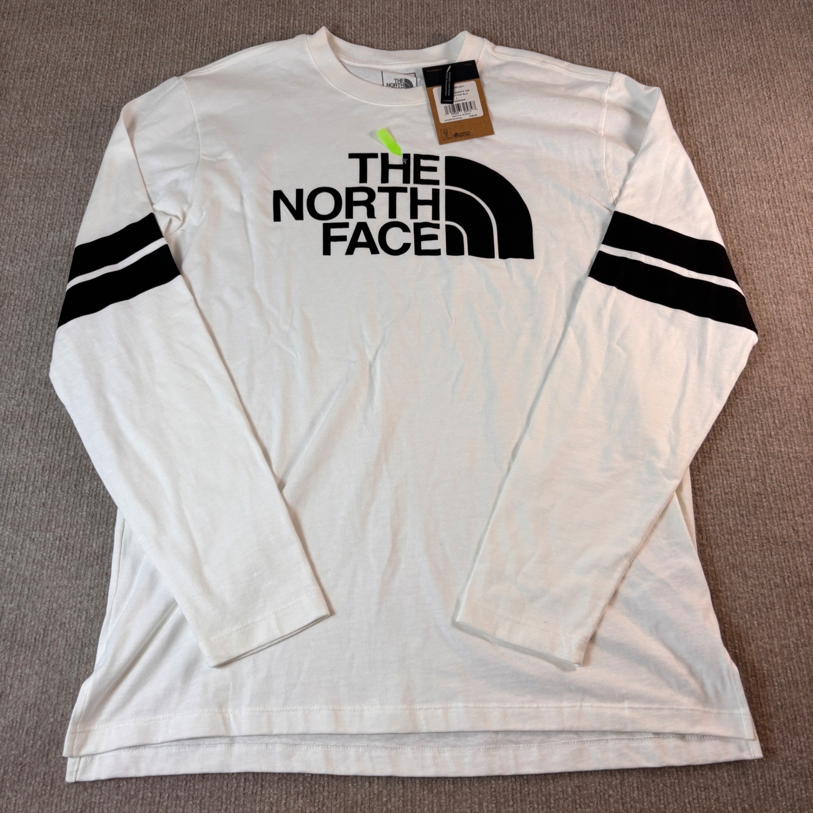 The North Face White Black Colleigiate Long Sleeve Shirt Men’s Sz Large NWT Flaw