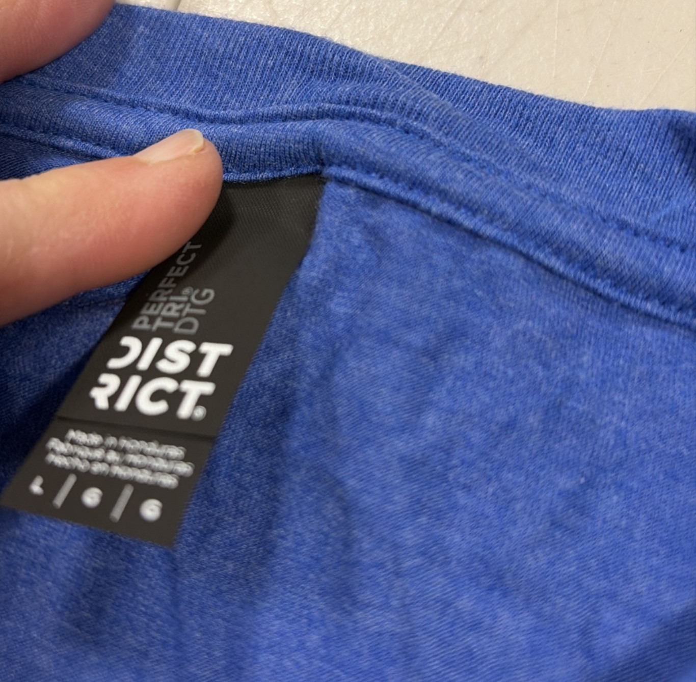 District Perfect Tri DTG Crew-Neck Adult T-Shirt Short Sleeve Blue Size L New