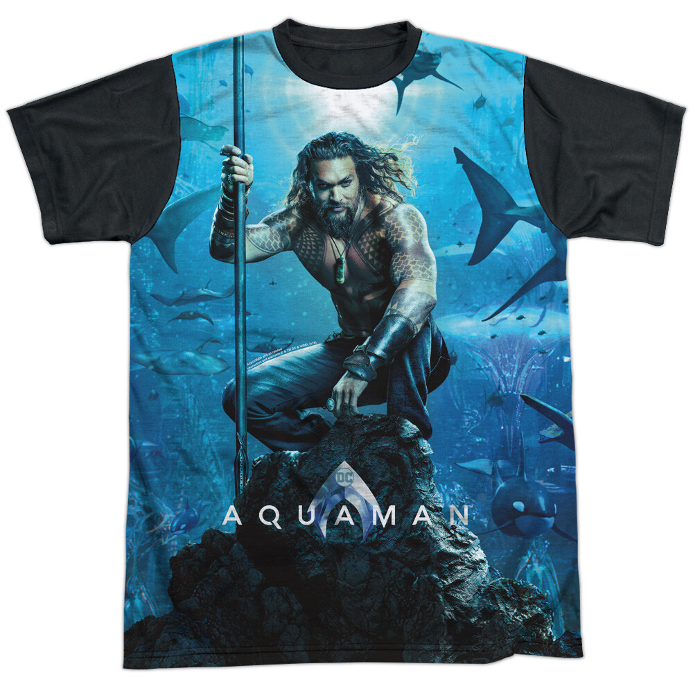 Aquaman Movie Poster Adult Halloween Costume T Shirt (Black Back), S-3XL