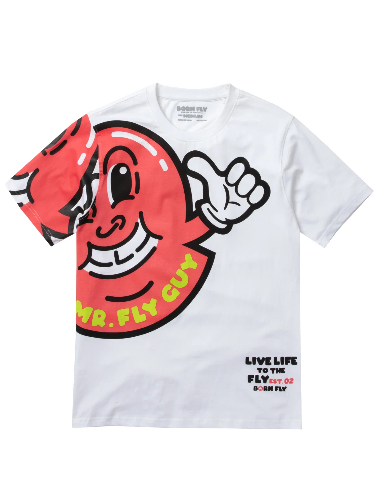 Born Fly Mr. Fly Guy Shoulder White Men’s Short Sleeve T-Shirt