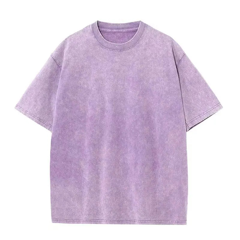 American Style Retro Heavyweight Solid Color Short Sleeved T-shirt Men Women
