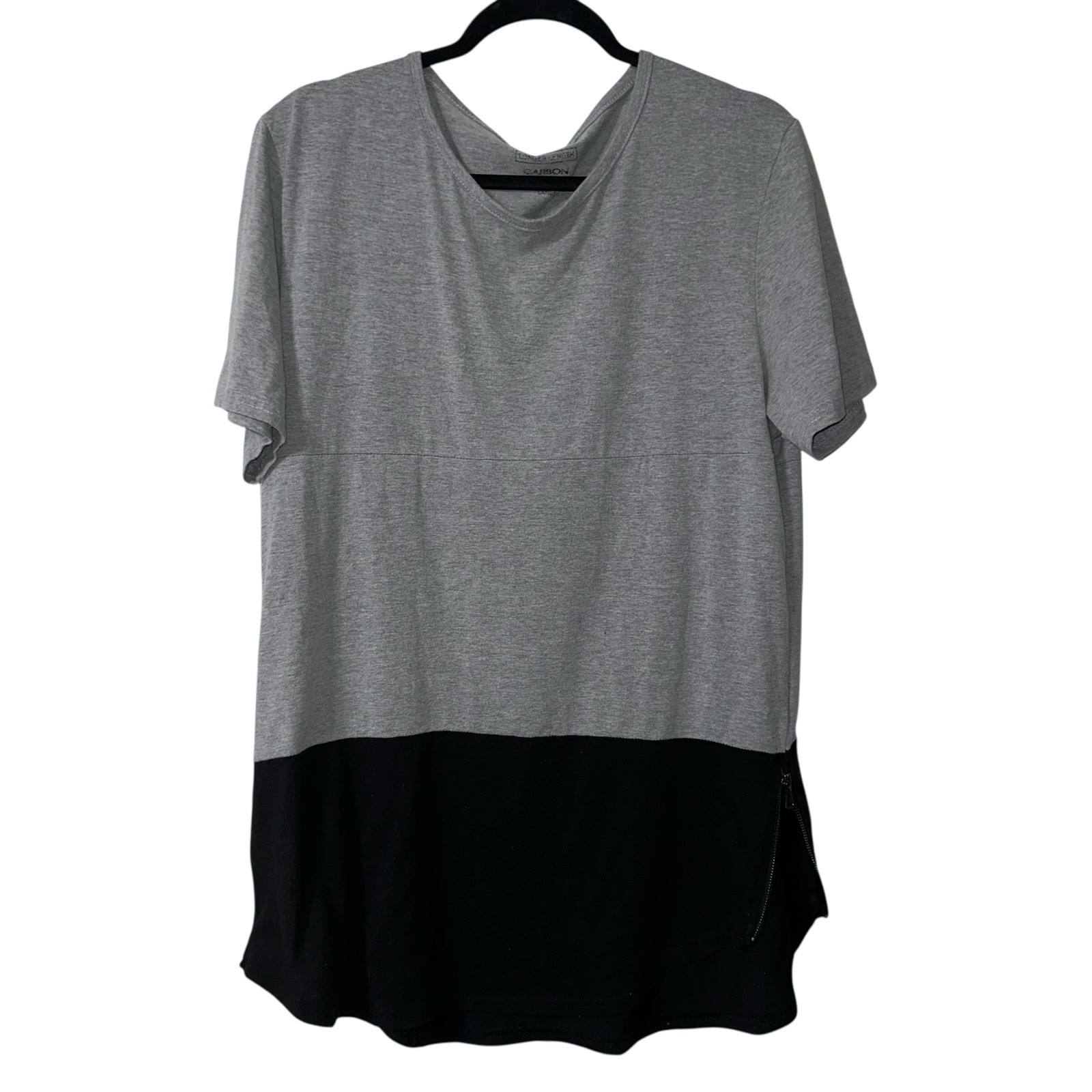 Carbon Men’s Large Gray Color-block Longer Length Short Sleeve Tee Shirt