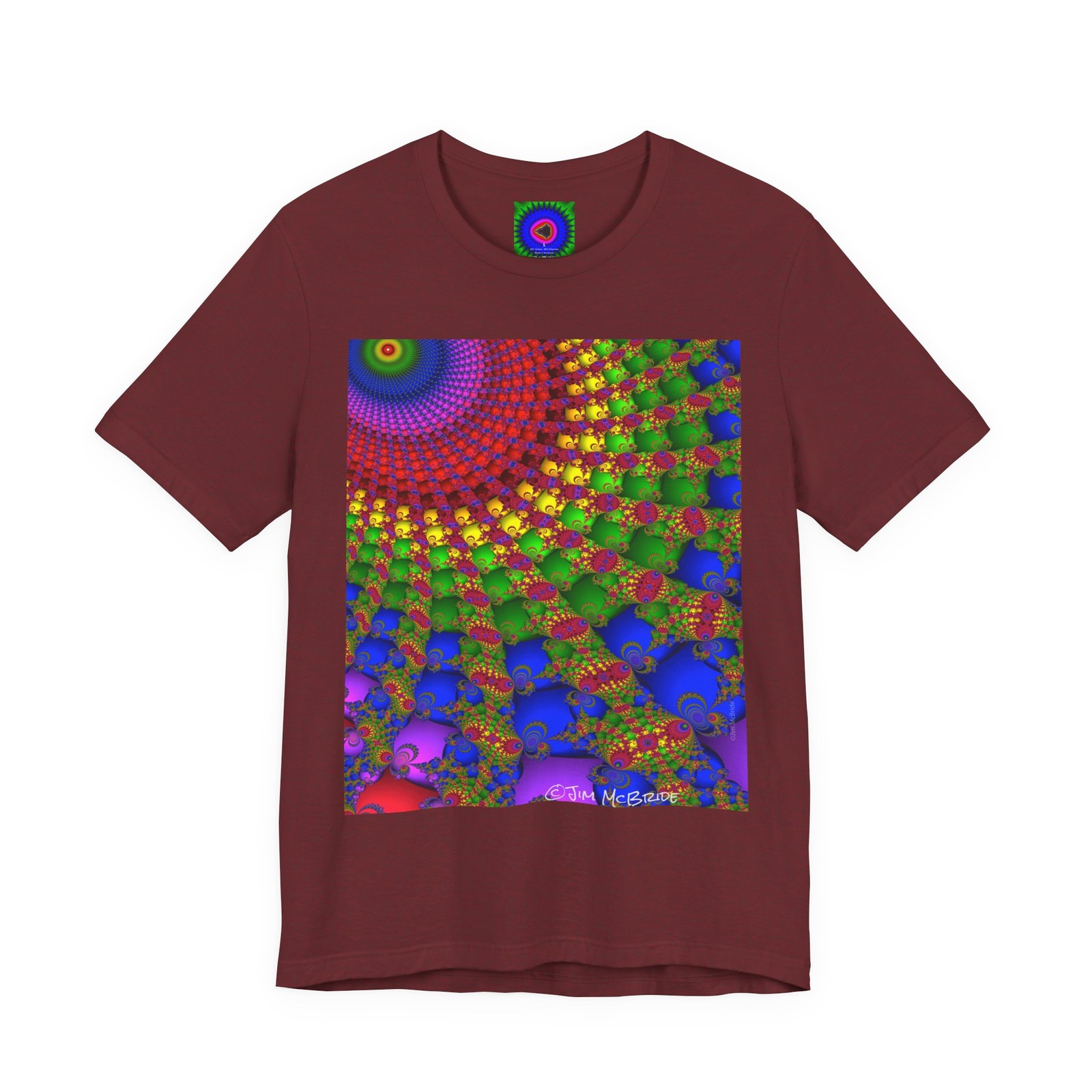 Double-Sided Psychedelic Fractal Swirl T-Shirt | Abstract Colorful Optical Art