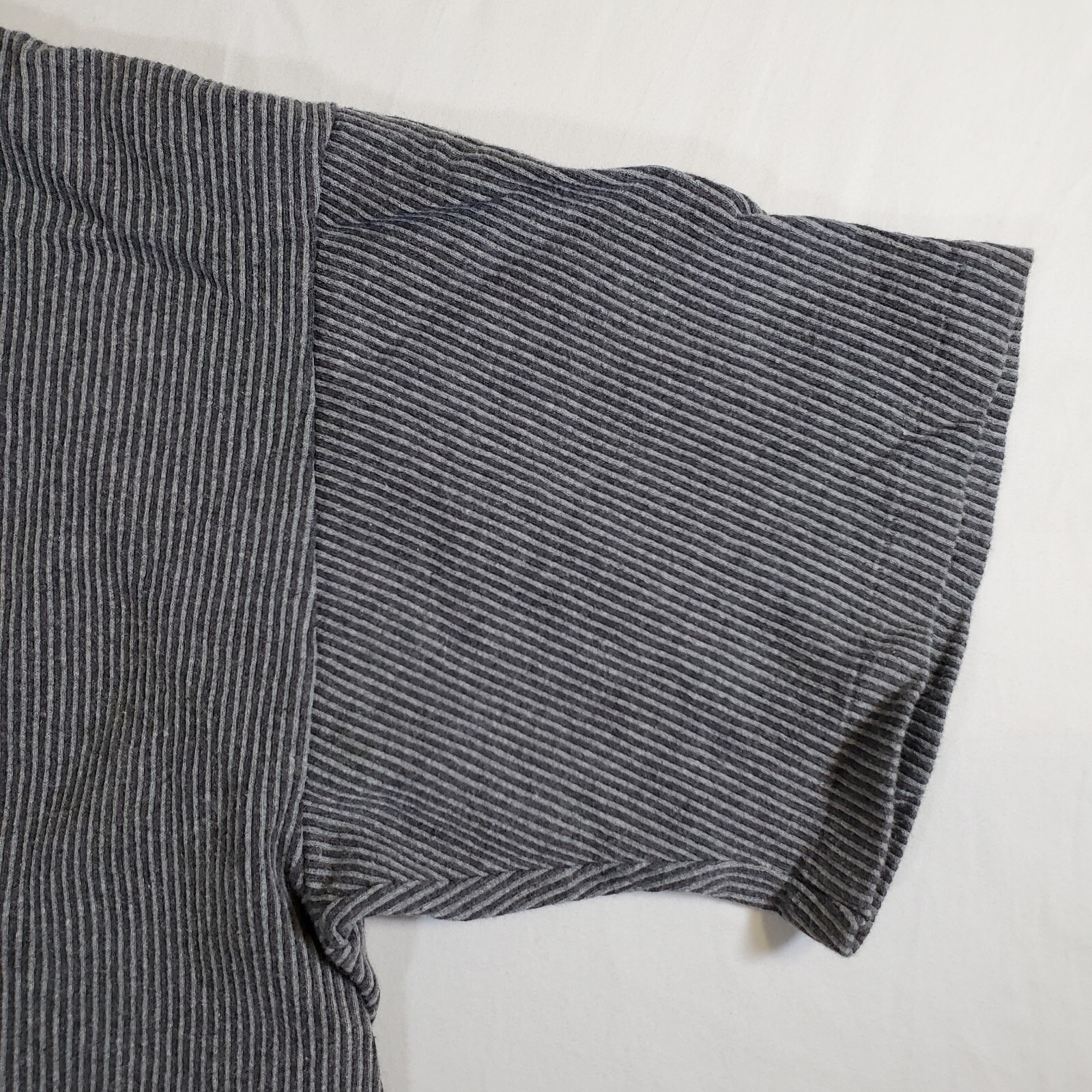 Cal Cru Gray Ribbed Polycotton Made in USA VTG 80s 90s XL TShirt T-Shirt Top